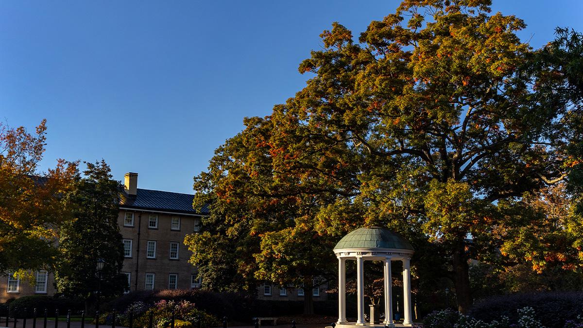 Old Well on the campus of UNC-Chapel Hill on a sunny day.